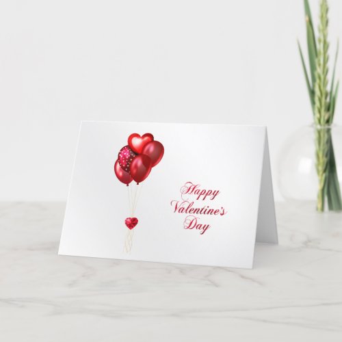 Valentine Red Balloons Heart Holiday Card