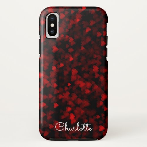 Valentine Red Bokeh Hearts iPhone X Case