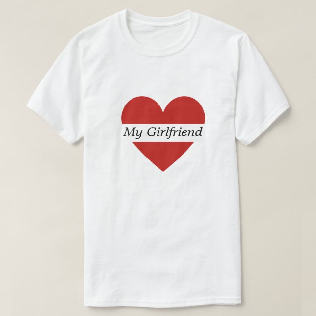 Valentine Red Heart Custom Name Male White T-Shirt (Design Front)