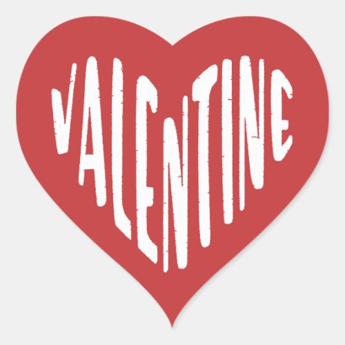 Valentine Red Heart Love Word Art Minimalist Seal