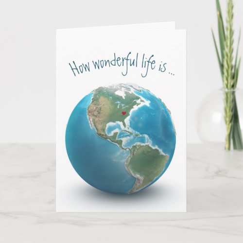 Valentine Red Heart On Planet Earth Card