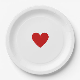 Valentine Red Heart Paper Plates