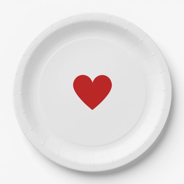 Valentine Red Heart Paper Plates (Front)