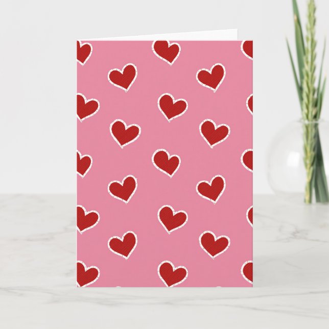 Valentine Red Heart Pattern Card (Front)