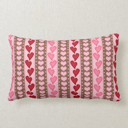 Valentine Red Heart Pattern Lumbar Pillow