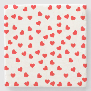 Valentine Red Heart Pattern Stone Coaster