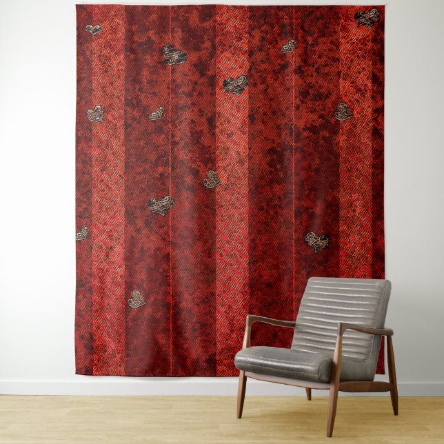 Valentine Red Heart Photo Background Tapestry (In Situ)