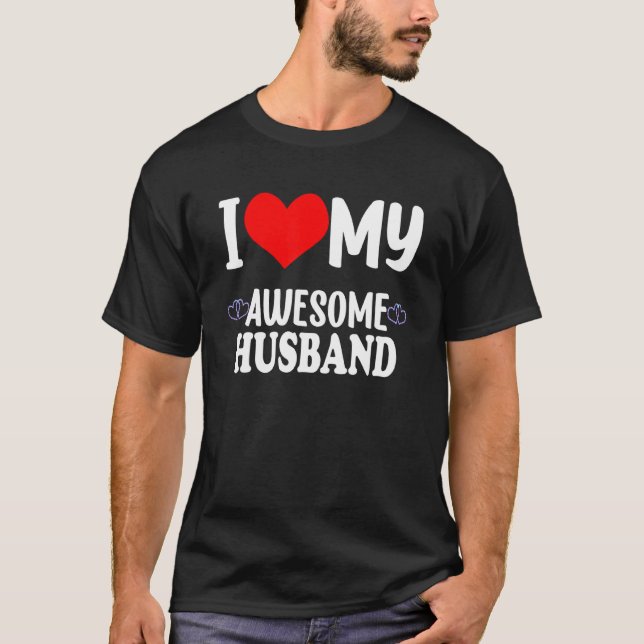 Valentine Red Heart With Love I Love My Husband Aw T-Shirt (Front)