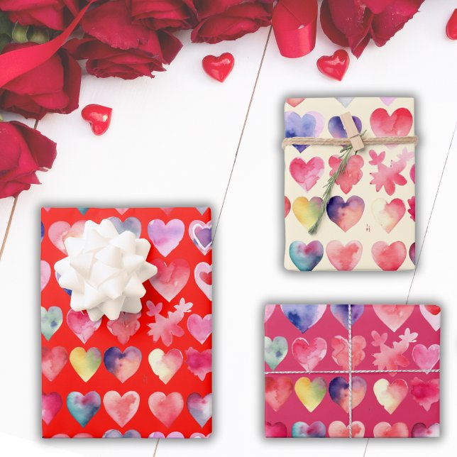 Valentine Red Heartful Pattern Wrapping Paper Sheets (Creator Uploaded)