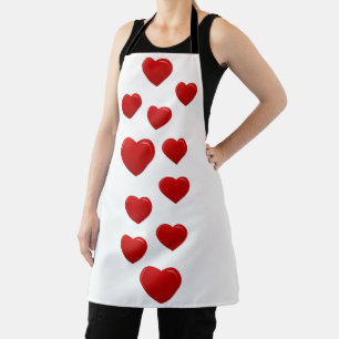 Valentine Red Hearts Apron • Romantic Heart Decor