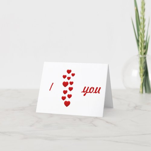 valentine red hearts I love you Thank You Card