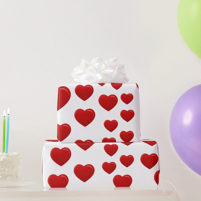 Valentine Red Hearts Wrapping Paper – Romantic  (Party Gifts)
