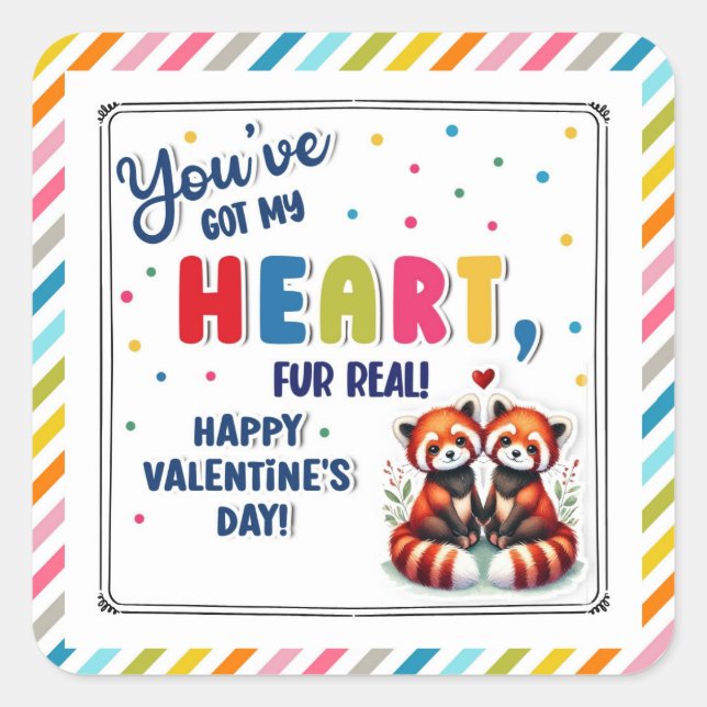 Valentine Red panda  Square Sticker (Front)