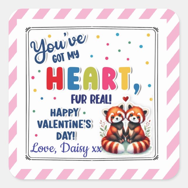 Valentine Red panda  Square Sticker (Front)