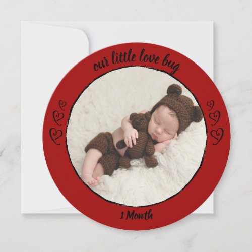 Valentine Red Photo Love Bug Heart Photo Card