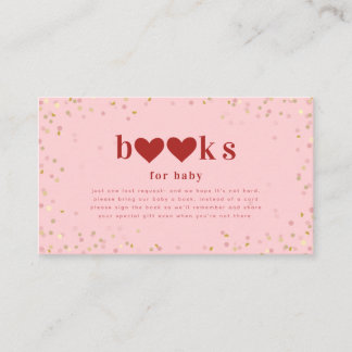 Valentine Red Pink Baby Shower Book Request Enclosure Card