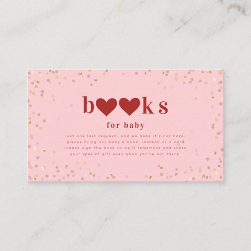 Valentine Red Pink Baby Shower Book Request Enclosure Card
