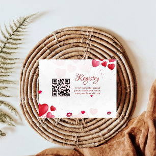 Valentine Red & pink bridal shower registry Enclosure Card