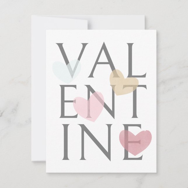 Valentine Red Pink Gold Heart Minimalist Simple    Holiday Card (Front)
