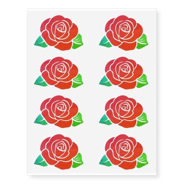 Valentine Red roses abstract art Temporary Tattoos (Front)