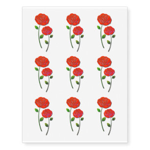 Valentine Red Roses Temporary Tattoos