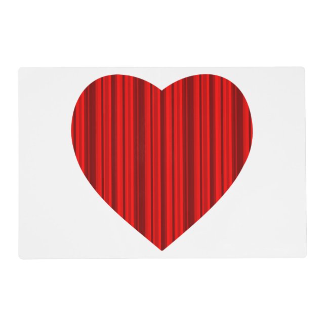 Valentine Red Stripe Heart Placemat (Front)