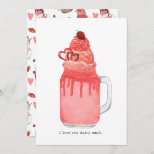 Valentine Red Velvet Milkshake I Love You Pun Card