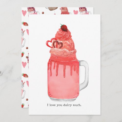 Valentine Red Velvet Milkshake I Love You Pun Card