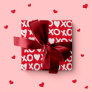 Valentine red white xo hearts love pattern wrapping paper