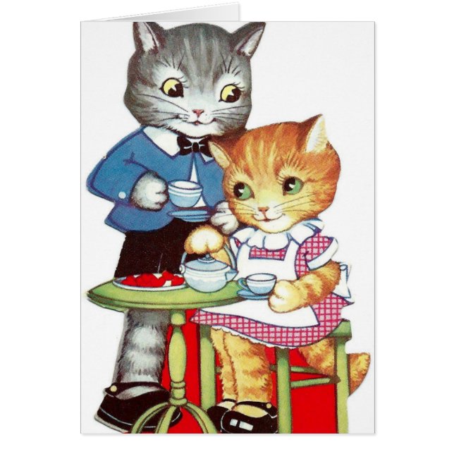Valentine Retro Cats Cards (Front)