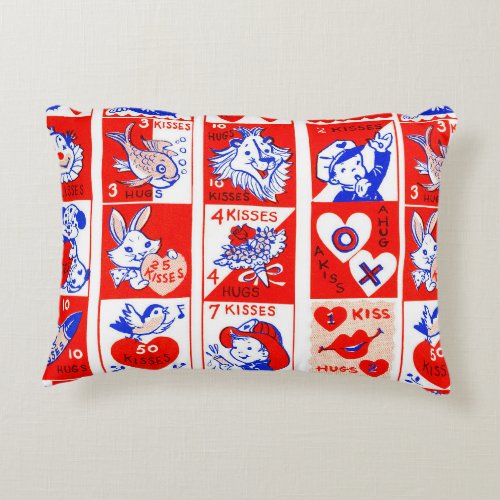 Valentine Retro Love Hugs Cute Pattern Accent Pillow