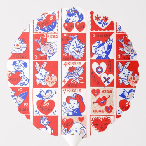 Valentine Retro Love Hugs Cute Pattern Balloon