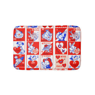 Valentine Retro Love Hugs Cute Pattern Bath Mat