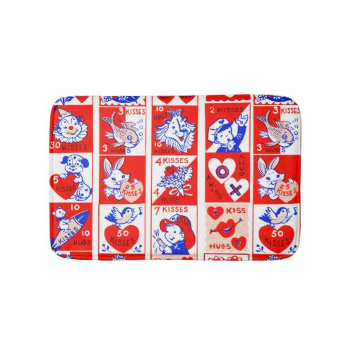 Valentine Retro Love Hugs Cute Pattern Bath Mat