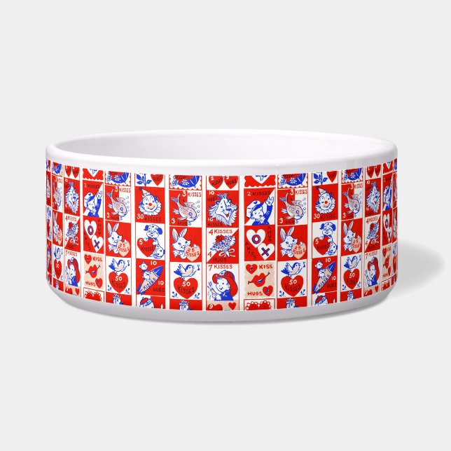 Valentine Retro Love Hugs Cute Pattern Bowl (Front)