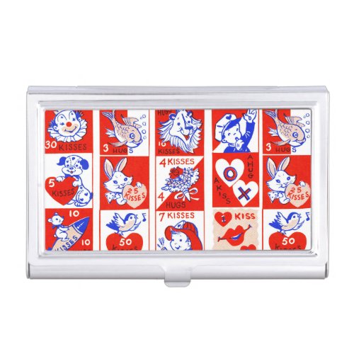 Valentine Retro Love Hugs Cute Pattern Business Card Case