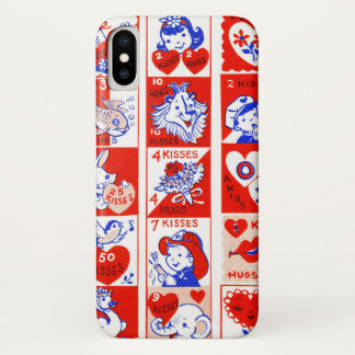 Valentine Retro Love Hugs Cute Pattern iPhone X Case