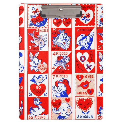 Valentine Retro Love Hugs Cute Pattern Clipboard