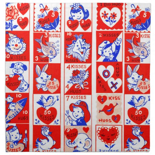 Valentine Retro Love Hugs Cute Pattern Cloth Napkin