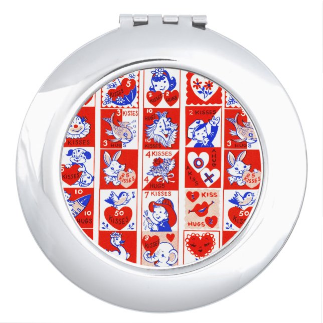 Valentine Retro Love Hugs Cute Pattern Compact Mirror (Front)