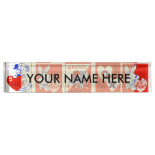 Valentine Retro Love Hugs Cute Pattern Desk Name Plate