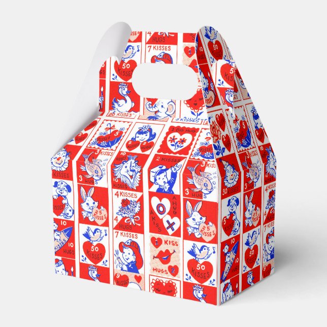 Valentine Retro Love Hugs Cute Pattern Favor Boxes (Front Side)