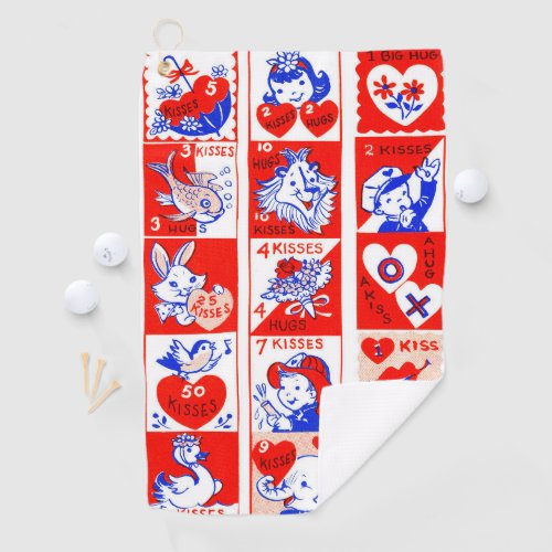 Valentine Retro Love Hugs Cute Pattern Golf Towel