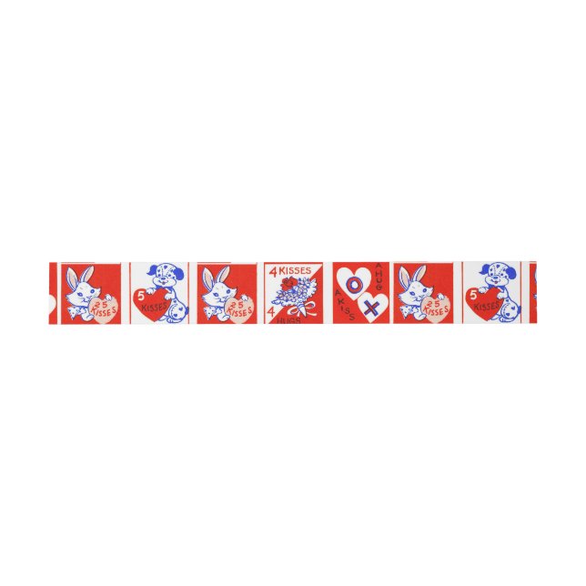 Valentine Retro Love Hugs Cute Pattern Invitation Belly Band (Flat)