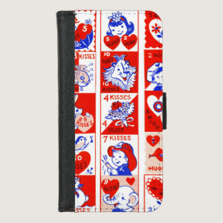 Valentine Retro Love Hugs Cute Pattern iPhone 8/7 Wallet Case