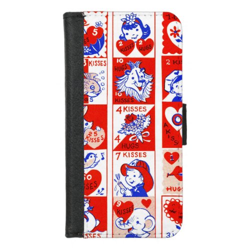 Valentine Retro Love Hugs Cute Pattern iPhone 87 Wallet Case