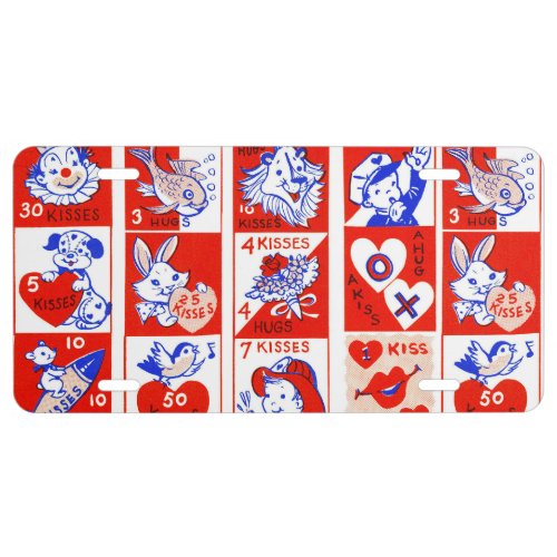 Valentine Retro Love Hugs Cute Pattern License Plate