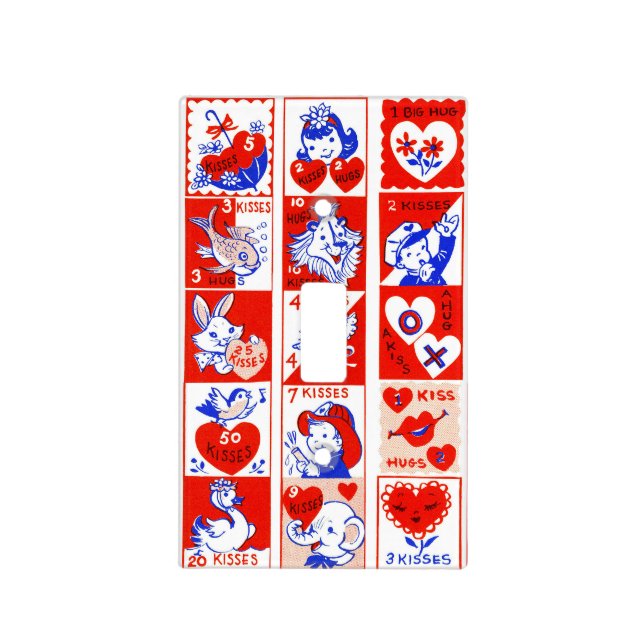 Valentine Retro Love Hugs Cute Pattern Light Switch Cover (Front)