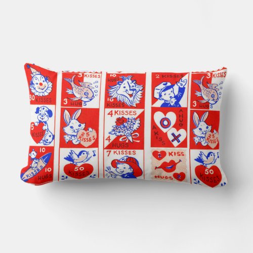 Valentine Retro Love Hugs Cute Pattern Lumbar Pillow