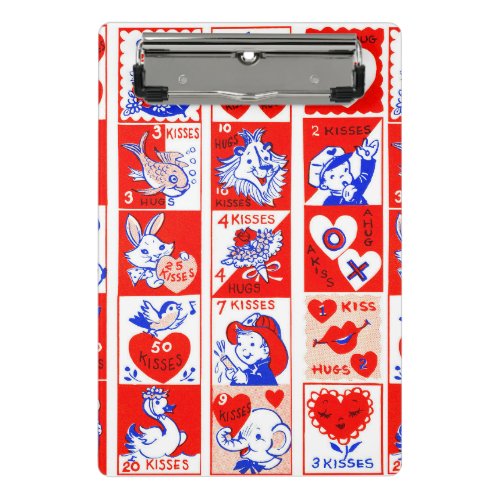 Valentine Retro Love Hugs Cute Pattern Mini Clipboard
